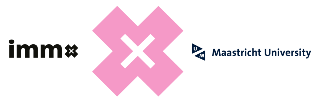 Immx logo met een grote X en het Maastricht University logo naast elkaar