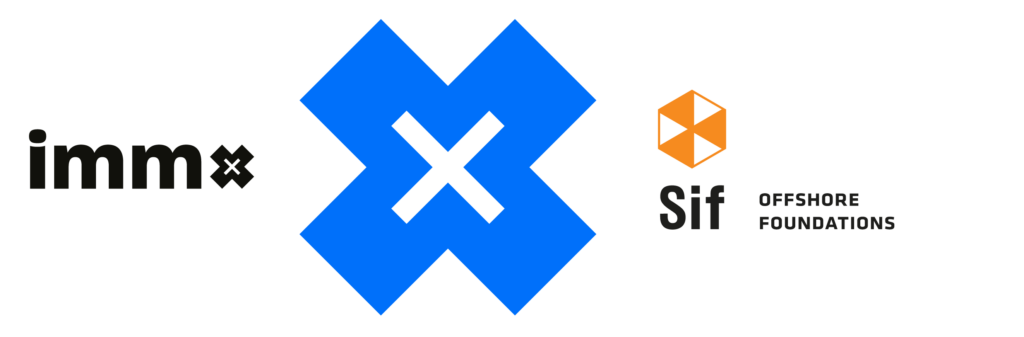 Immx logo met een grote X en het SIF Offshore Foundations logo naast elkaar