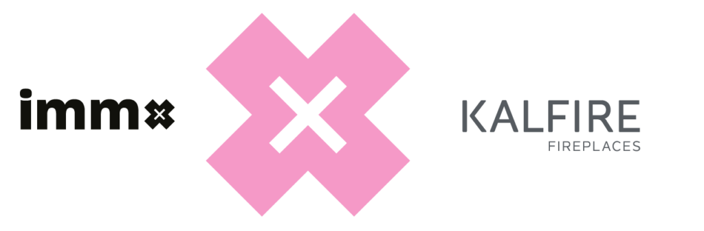 Visual van het IMMX logo - met een X en het Kalfire Fireplaces logo